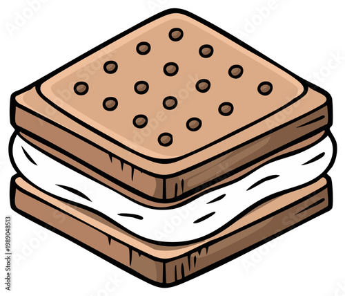 Isometric S'more Cartoon Illustration