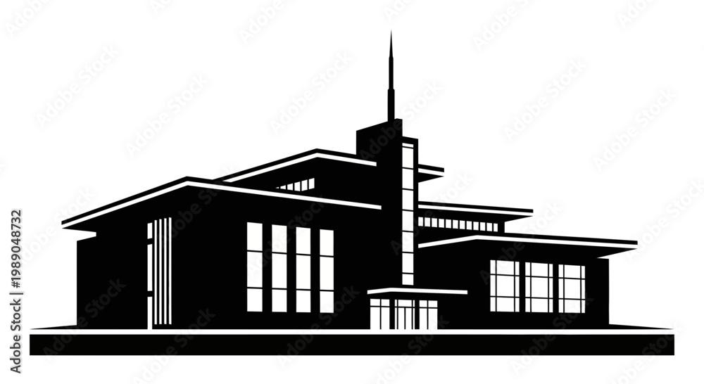 Obraz premium Modern Building Silhouette, Contemporary Architecture Design