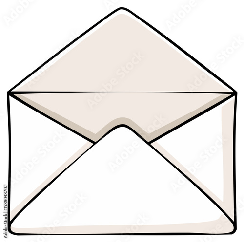 White Open Envelope Illustration with Clean Lines for Correspondence Design