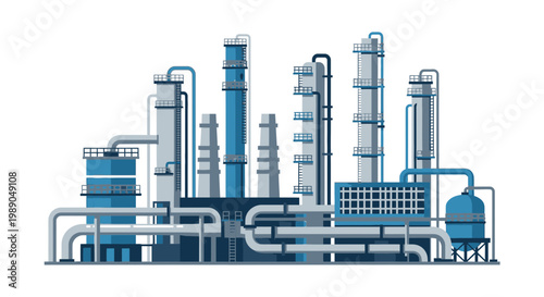 Industrial factory with smokestacks and pipes 1.
