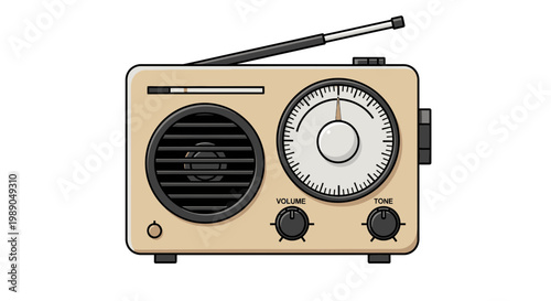 Vintage old radio device electronics.