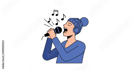 Woman singing into a microphone 2.