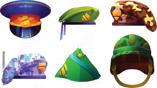 Realistic 3d hats for different occupations and professional jobs vector