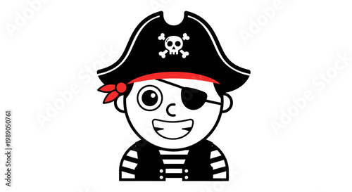 Pirate cartoon character with eye patch.