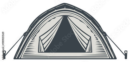 Dome Tent Illustration Open for Camping Adventure and Outdoor Recreation