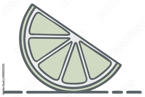 Stylized Lime Slice Illustration with Minimalist Detail