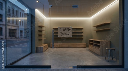Small business closing down empty shop concept