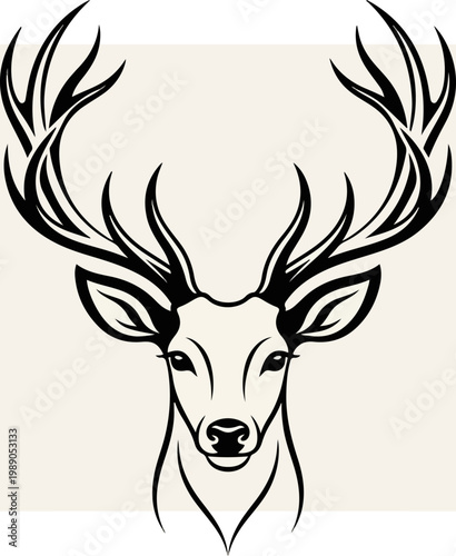 Detailed illustration of a deer head.