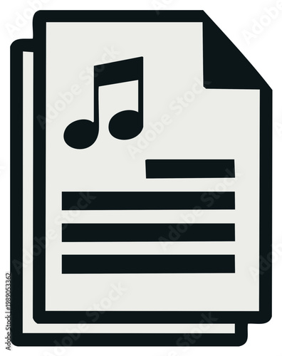 Music sheet illustration, with musical note and document, for song, lyrics or composition concept.