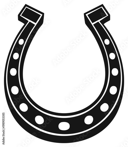 Silhouette illustration of a horseshoe, symbol of luck and good fortune.