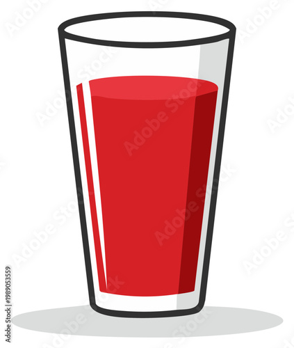 Vibrant Red Juice in a Tall Glass: Refreshing Beverage Illustration