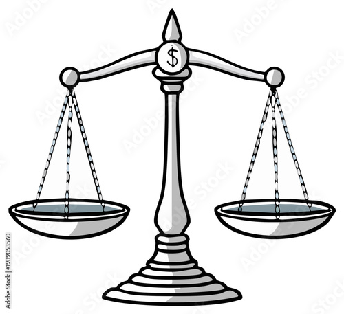 Silver Balance Scale with Dollar Symbol Representing Financial Equity and Justice
