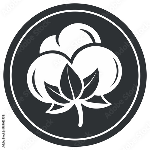 Cotton plant boll icon vector graphic symbol for natural organic fiber and textile