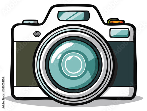 Camera illustration capturing photography concept for photo enthusiasts vector image.  Equipment for photographers.
