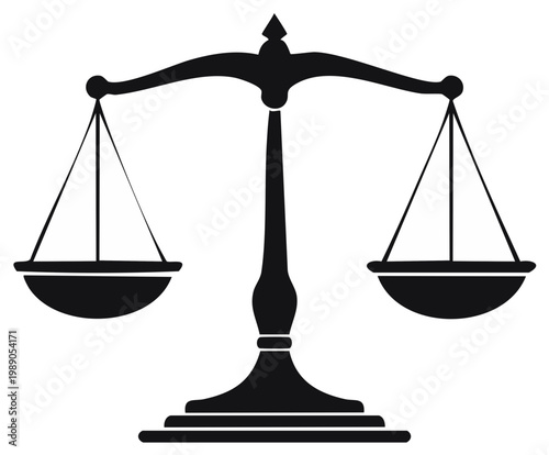 Scales of Justice Symbol Black Silhouette Legal Balance Weighing Concept