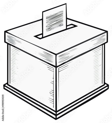 Election Box Illustration with Ballot, Democratic Voting Process Icon