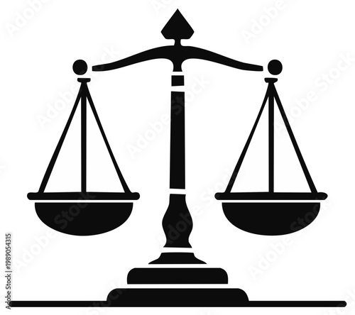 Black and White Silhouette of a Justice Scale