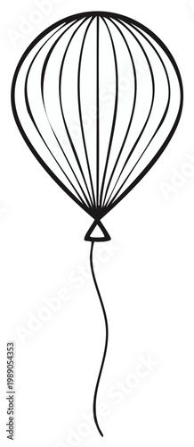 Minimalist balloon outline drawing with a wavy string