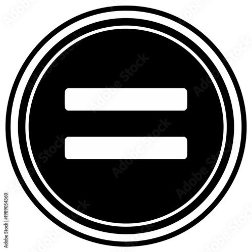 Equal sign black and white within circle shapes as a graphic element