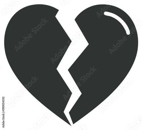 Symbolic Icon of a Broken Heart Shape, Representing Sadness and Relationship Endings