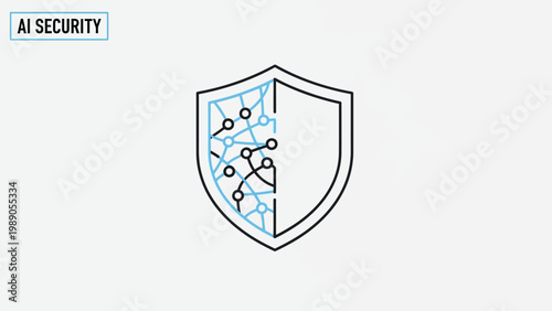 Abstract shield design symbolizing advanced digital security and robust protection for artificial intelligence systems and intricate technology networks