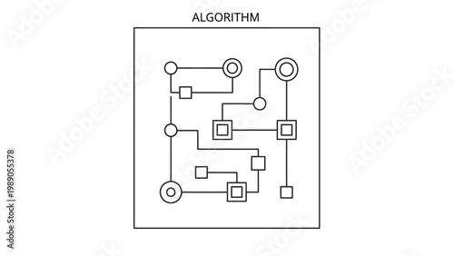 Conceptual illustration depicting an interconnected digital network or algorithm, showcasing abstract data flow pathways and complex computational logic for modern technology solutions