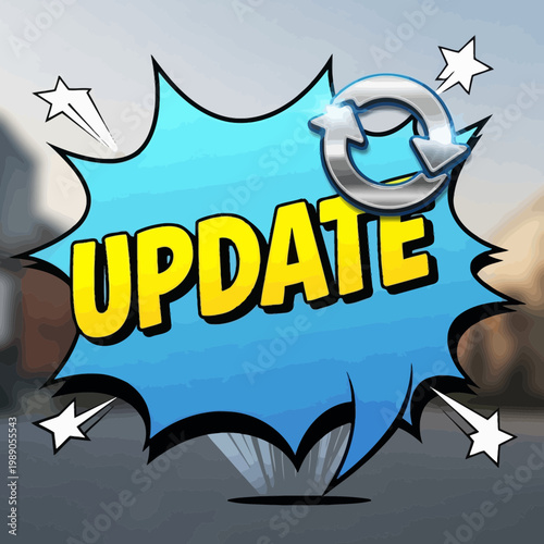 Update Word in Pop Art Speech Bubble with Refresh Icon