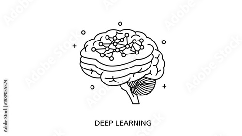 Conceptual diagram of a human brain with interconnected neural pathways, illustrating the intricate process of deep learning, artificial intelligence, and advanced cognitive computing concepts
