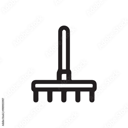 Essential Gardening Rake Tool Outline Icon for Yard Cleanup and Cultivation