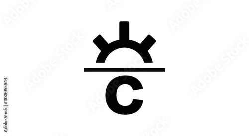 Abstract gear with c letter symbol design on a white background