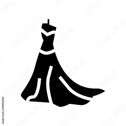 black and white beautifull wedding dress for woman illustration icon vector
