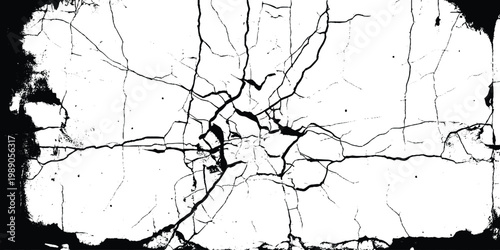 High contrast distressed concrete surface overlay. Abstract monochrome pattern of fractured stone.