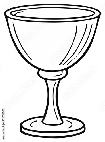 Simple line drawing of a chalice cup with a pedestal base and wide rim