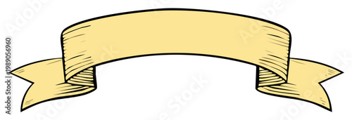 Decorative Vintage Banner Ribbon Shape With Sketchy Style and Yellow Hue