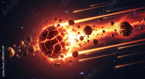 Cosmic Cataclysm - Celestial Bodies Collide in Fiery Inferno.