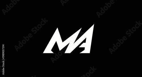 Abstract geometric ma initial logo design on black background