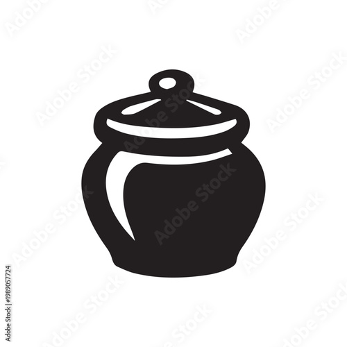 Elegant black silhouette of a classic covered pot a timeless kitchen storage icon