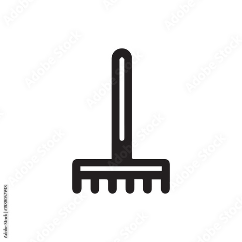 Bold Black Rake Icon Essential for Cultivating Soil and Tidying Up Outdoor Spaces