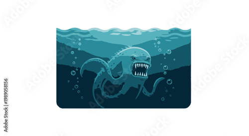 Illustration of an octopus underwater.