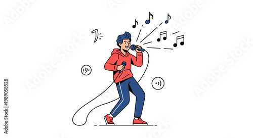 Young man singing into microphone 3.