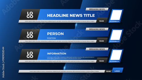 Blue lower third with accessibility for television and stream channel