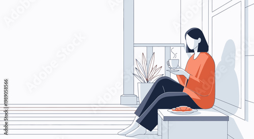 Woman sitting and using tablet device.