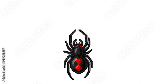 Black Widow Spider with Red Hourglass Symbol.