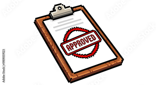 Clipboard with Approved Stamp Illustration.