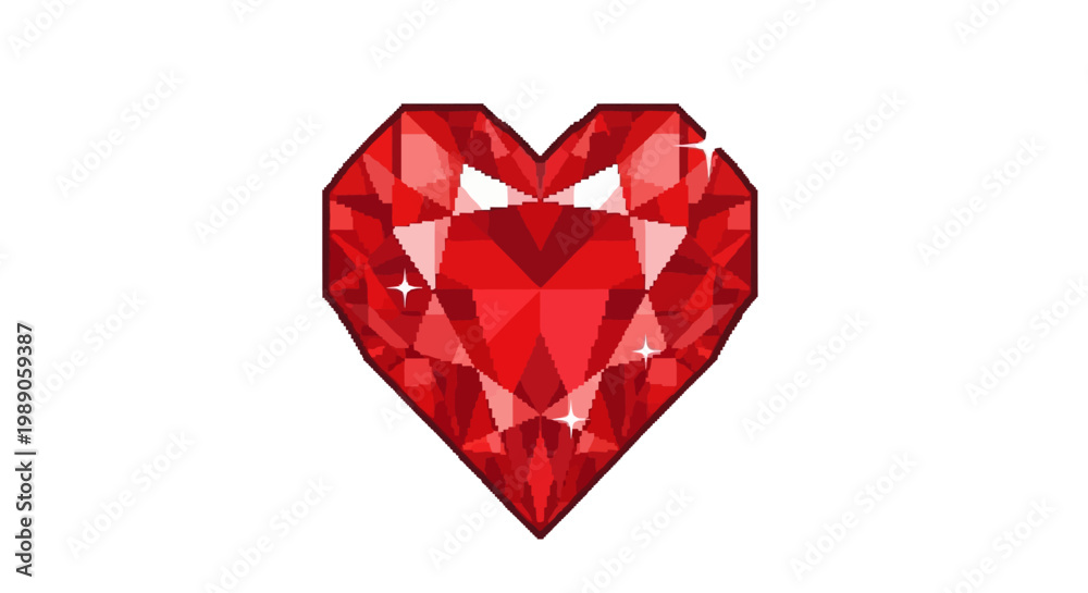 Fototapeta premium Brilliant Red Heart Shaped Gemstone Crystal.