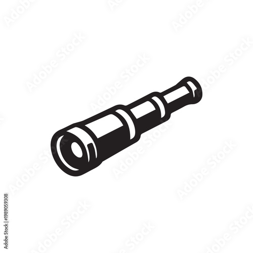 Classic spyglass icon for exploration and discovery adventures and ancient maps