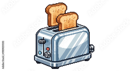 Chrome Toaster With Two Slices of Golden Brown Toast.