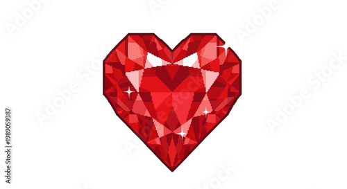 Brilliant Red Heart Shaped Gemstone Crystal.