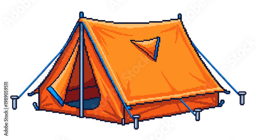 Bright Orange Camping Tent Illustration for Outdoor Adventures.