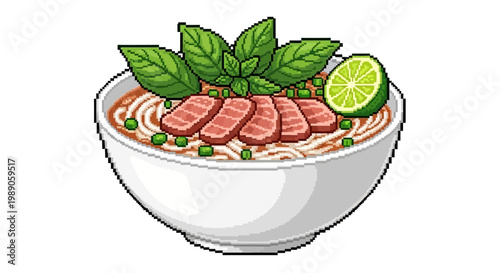 Delicious Bowl of Vietnamese Pho Noodle Soup.